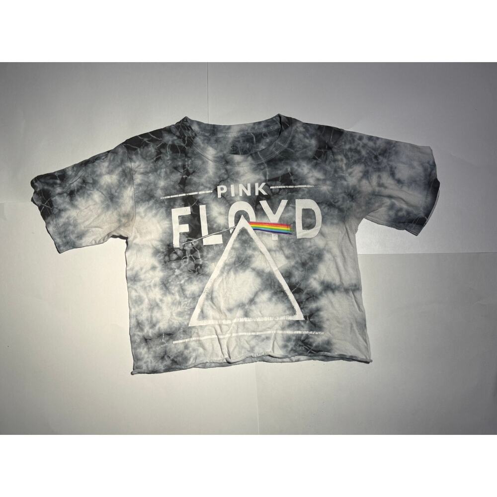 Pink Floyd Dark Side Of The Moon Graphic Crop Top Womens Small Grey Tie Dye